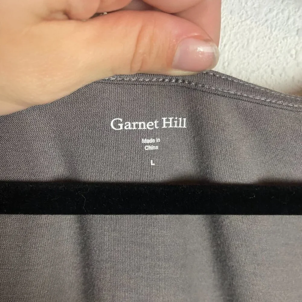 Garnet Hill Size Lare Sequin Asymmetrical Hem Gray Tunic Top Bouse Scoop Neck